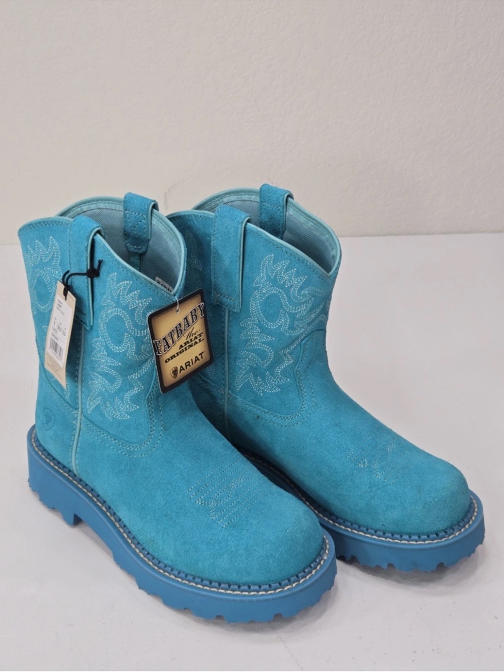 Ariat Fat Baby Brightest Turquoise Western Boot Size 6 C WIDE Womens NEW